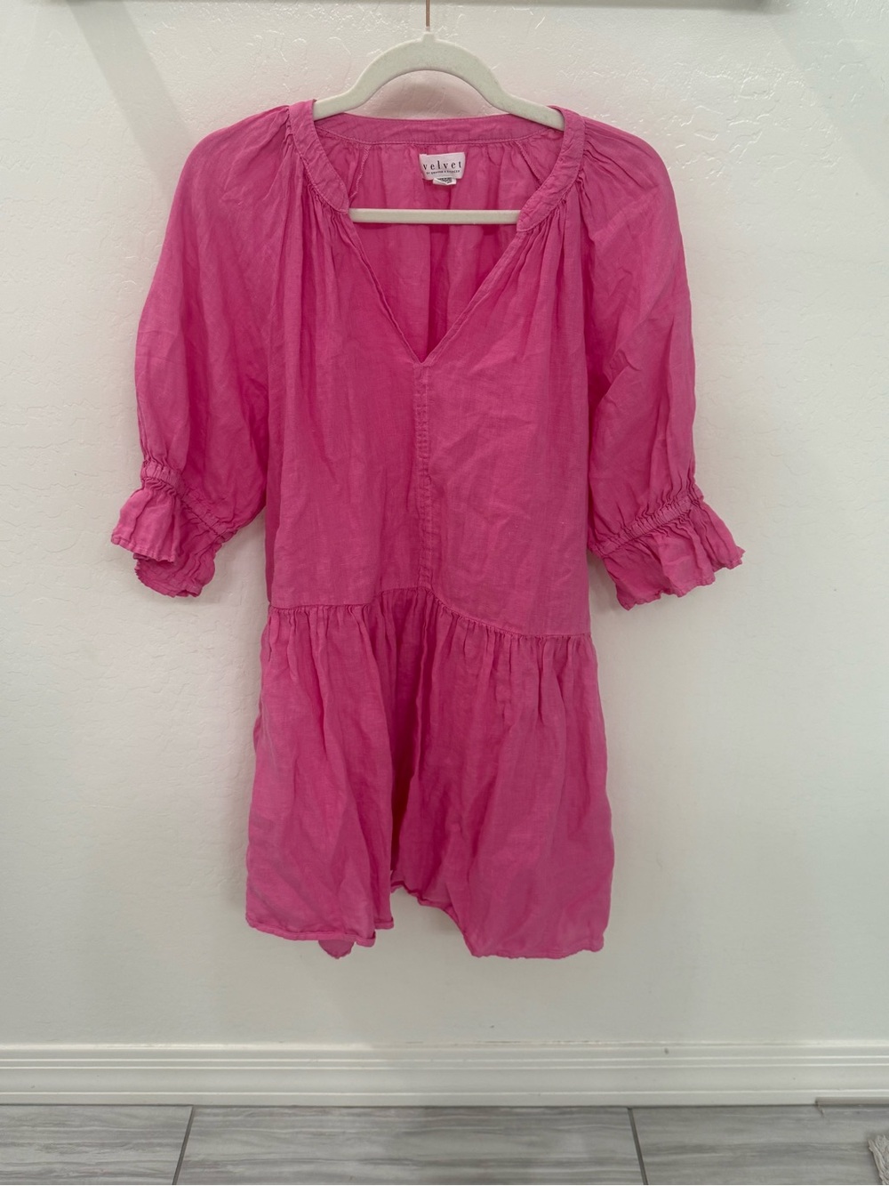 Velvet by Graham & Spencer Hot Pink Gauze Peasant Tunic
